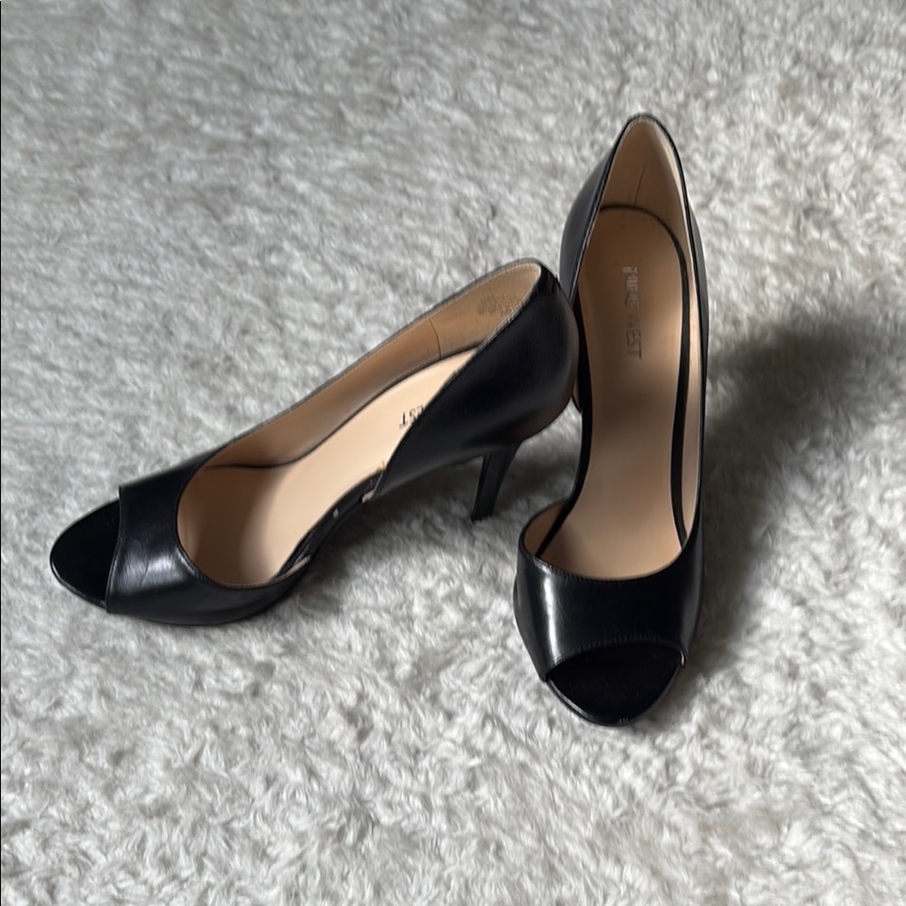 Nine West Black Peep-Toe Heels